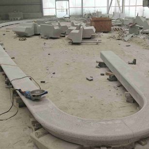 内江 芝麻白花岗岩弧形花坛石，坐凳石