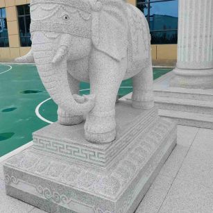 内江 白麻花岗岩动物异形石雕-大象