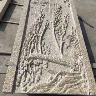 内江 黄金麻雕刻板浮雕迎客松