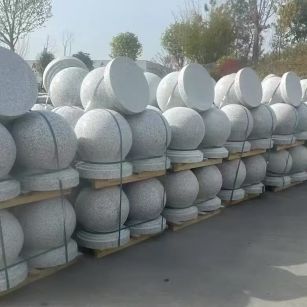 内江 白麻花岗岩石材圆球，石球，挡车球，隔离球，景观石球，风水球等