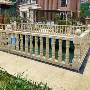 内江黄金麻花岗岩石材栏杆，扶手，将军柱，花瓶柱