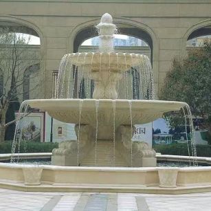 内江 黄金麻花岗岩异型加工——户外庭院石雕流水喷泉