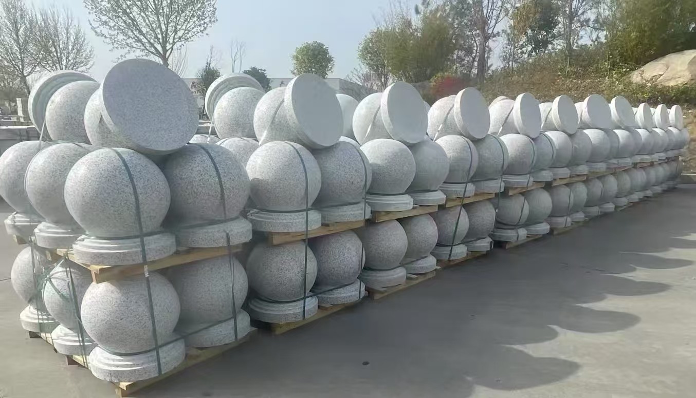 内江 白麻花岗岩石材圆球，石球，挡车球，隔离球，景观石球，风水球等