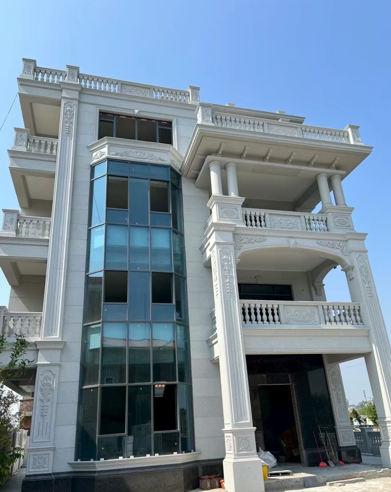 内江 白麻花岗岩别墅外墙干挂效果展示