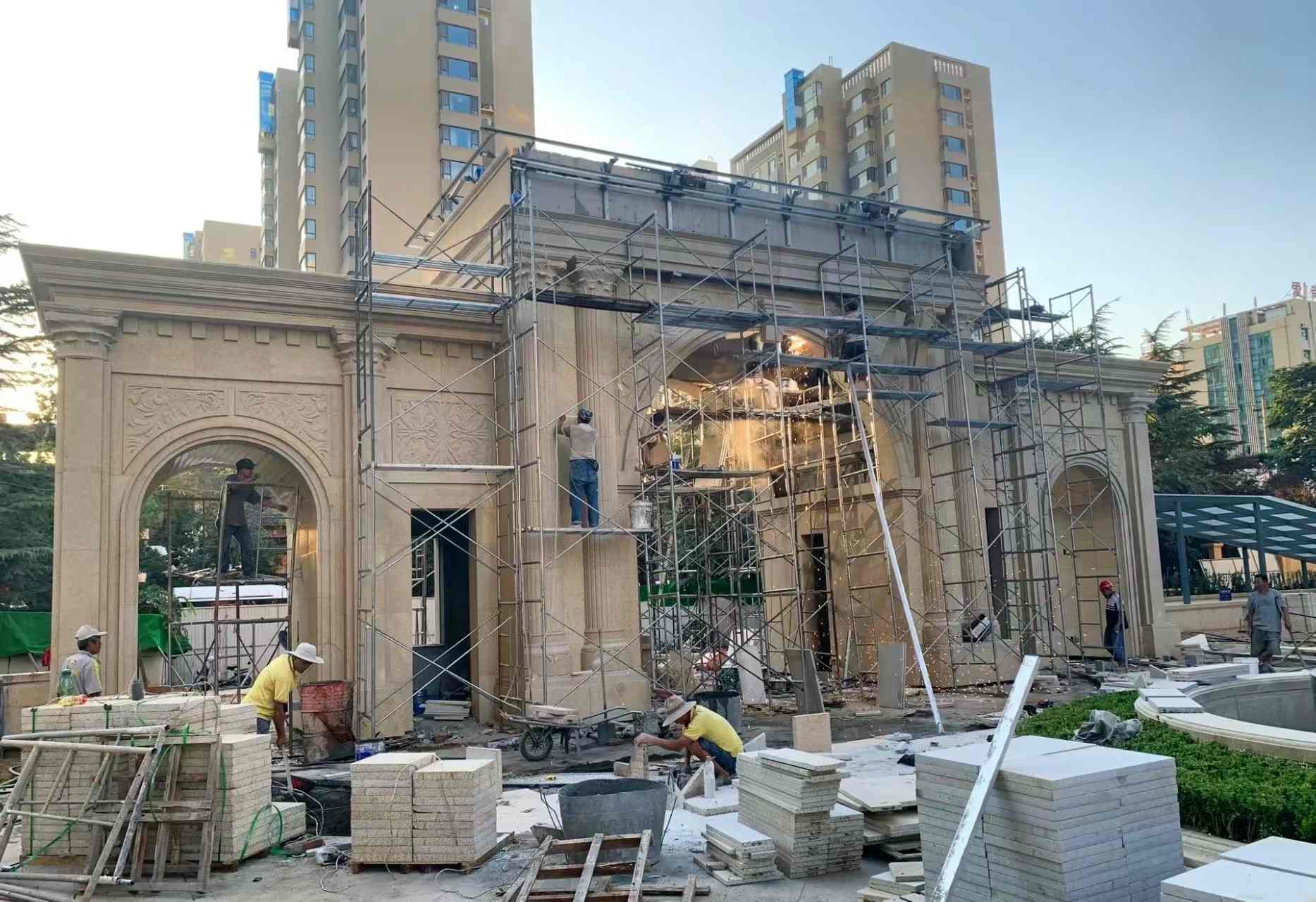 内江 黄金麻荔枝面花岗岩小区门楼外墙干挂